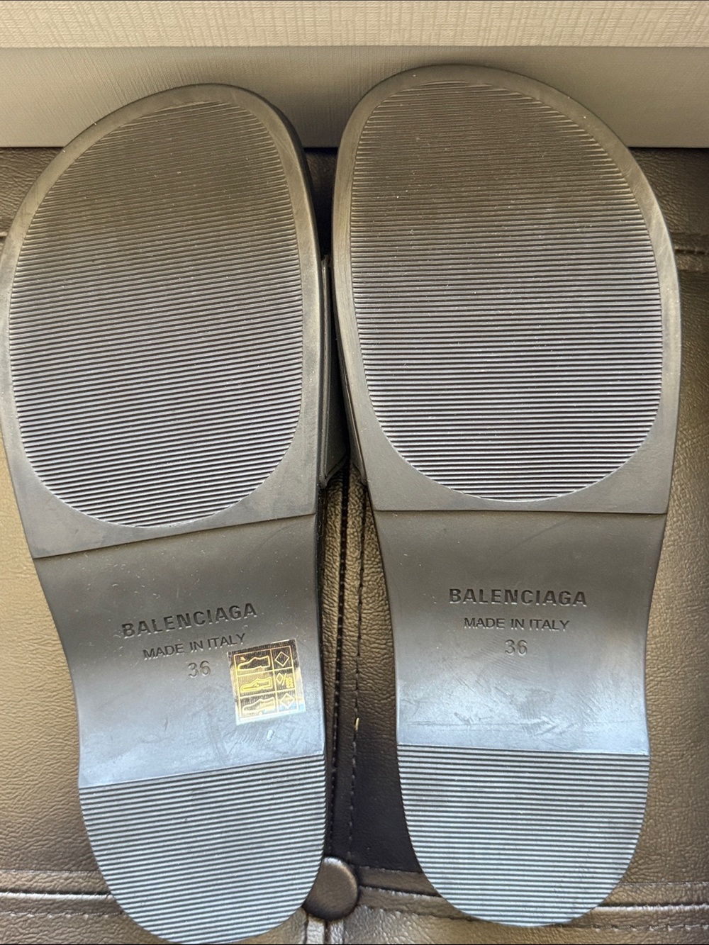 NEW- Balenciaga Black Slides Wedge with White Logo - Picture 4 of 5